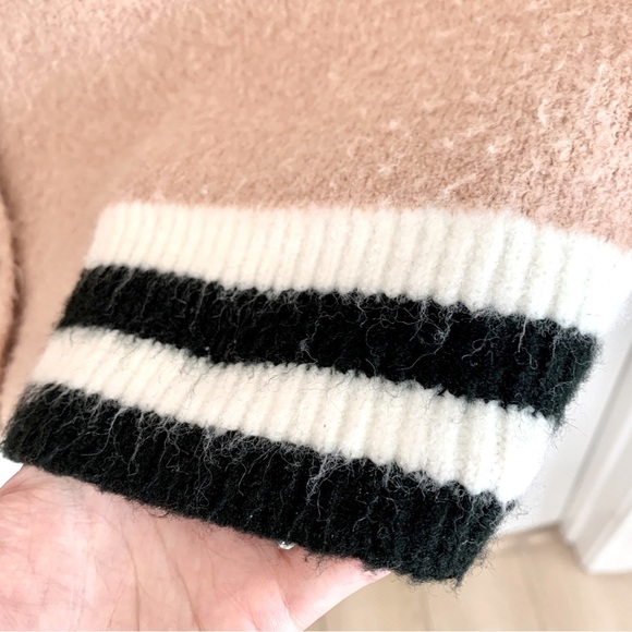 Dusty Rose Pink Varsity Long Knit Cardigan Sweater Coat - Picture 9 of 10